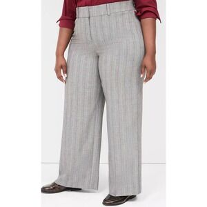 Lane‎ Bryant Gray Pinstripe The Perfect Drape Wide Leg Pants High Rise 22P NWT